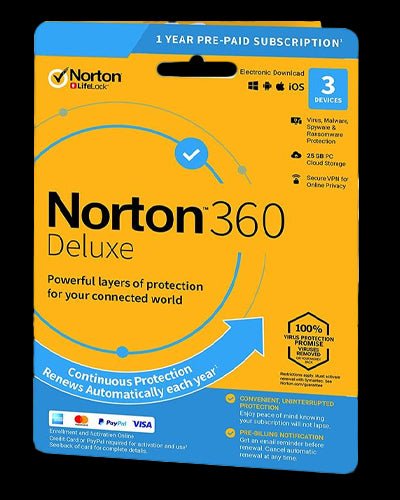 Norton 360 Deluxe + 25 GB felhőtárhely 3 eszközre 1 év EURO